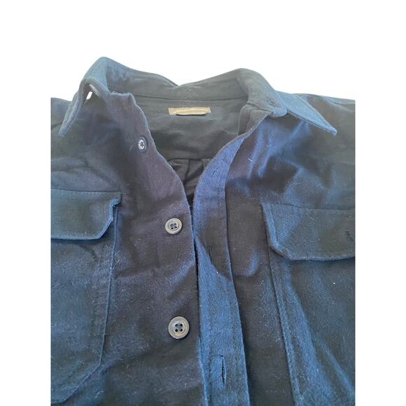 Eddie Bauer Button Front Long Sleeve Mens M chamois Dark Blue Flannel Shirt - Picture 3 of 8